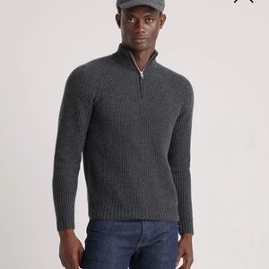 Quince Men’s Mongolian Cashmere Fisherman Quarter Zip Sweater Size XXL Gray